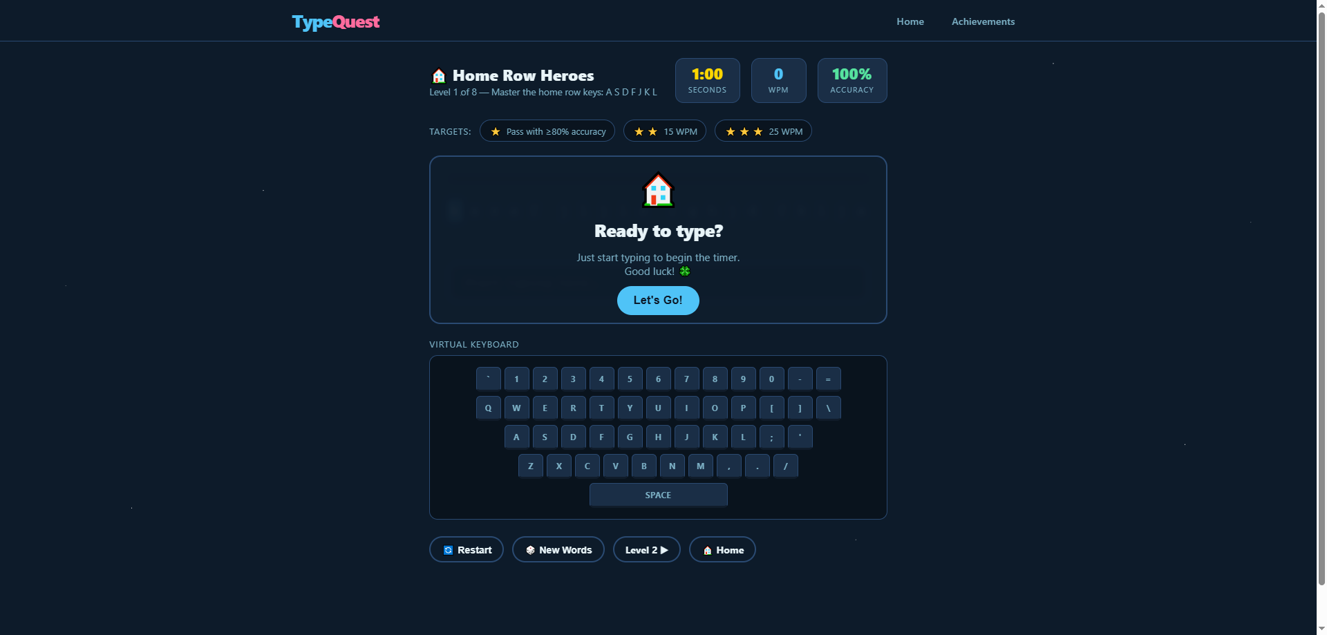 Type Quest achievements
