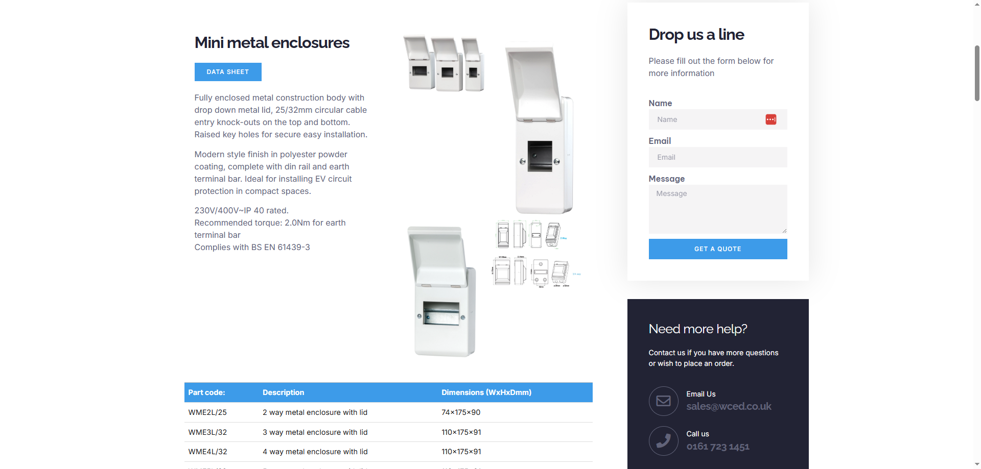 Whitecliffe data sheets